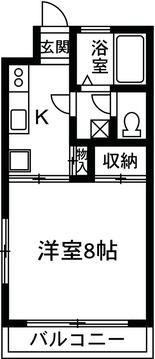 竹川ハイツ(1K/2階)の間取り写真