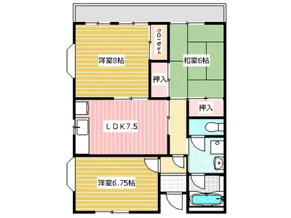 ルミエールマルヤマ(3DK/3階)の間取り写真