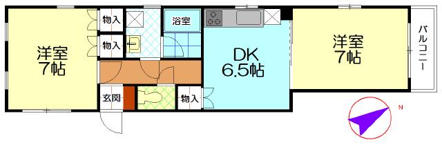メゾンふじき(2DK/4階)の間取り写真