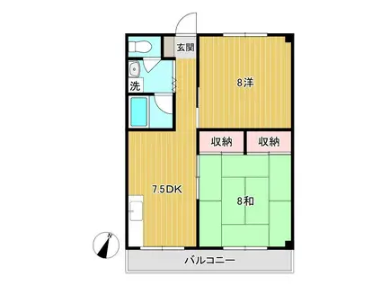 島田アパート(2DK/2階)の間取り写真