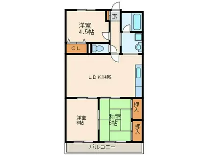 サンピア平和(3LDK/5階)の間取り写真