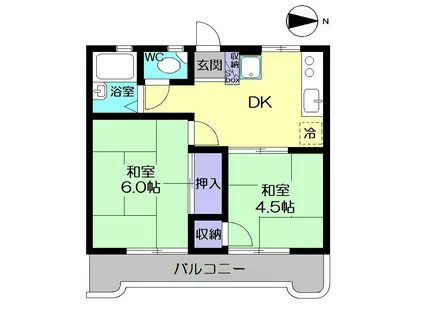 多摩ハイツ(2DK/2階)の間取り写真