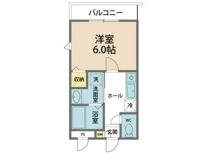 ティラーノ藍住II2号棟(1K/1階)の間取り写真