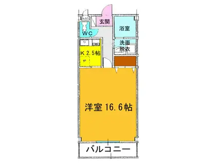 萩原ビル(1LK/2階)の間取り写真