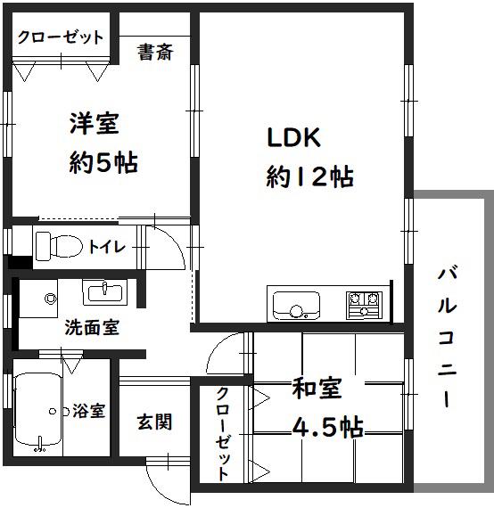 新金岡第二(2LDK/4階)の間取り写真