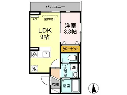 セジュール東糀谷(1LDK/3階)の間取り写真