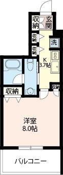 エスティメゾン三軒茶屋II(1K/3階)の間取り写真