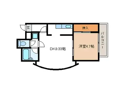 ロイヤルヒルズ柳生II(1DK/3階)の間取り写真