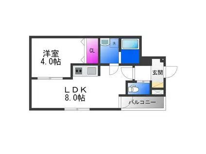 H-MAISON加美正覚寺X(1LDK/1階)の間取り写真