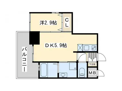 ラグーナ黒崎(1DK/5階)の間取り写真