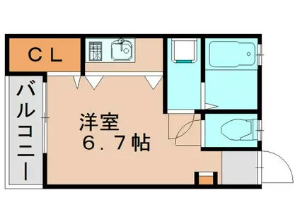 K9テラス箱崎宮(ワンルーム/1階)の間取り写真