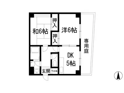 ハイツヤマトⅢ(2DK/1階)の間取り写真