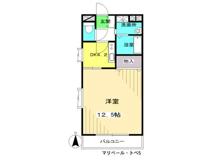 マリベール・トレV(1K/3階)の間取り写真