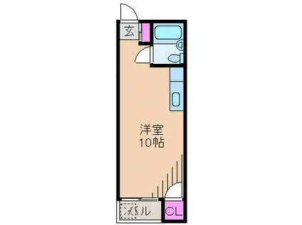 カシノキハイツ(ワンルーム/2階)の間取り写真