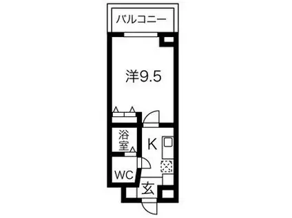 岩塚テラス(1K/4階)の間取り写真