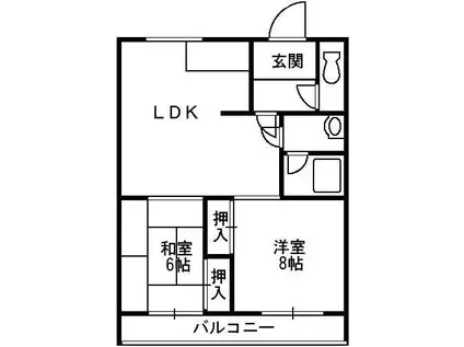 ファミーユおかざき(2LDK/3階)の間取り写真