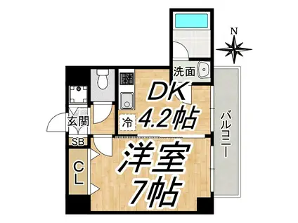ソルレヴェンテ梅田(1DK/8階)の間取り写真