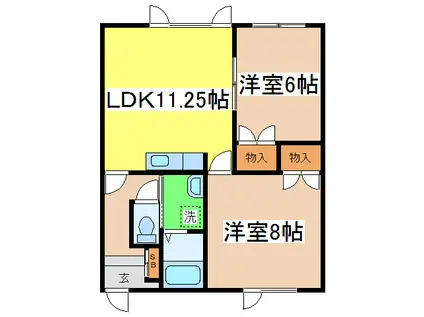 ひまわりハイツII(2LDK/2階)の間取り写真
