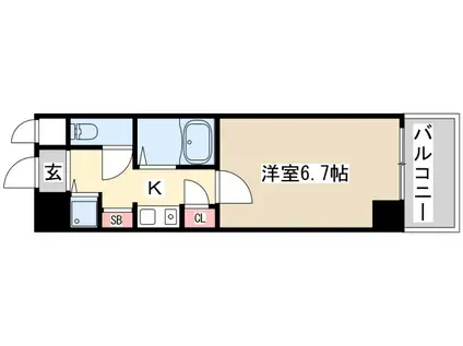 ロイヤルヒル神戸三ノ宮2(1K/4階)の間取り写真