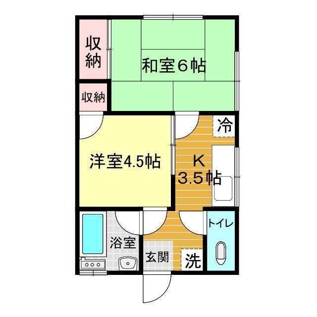 テル荘(2K/1階)の間取り写真