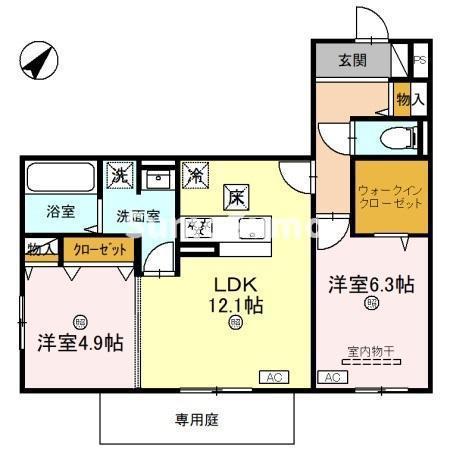サンパティーク東町(2LDK/3階)の間取り写真