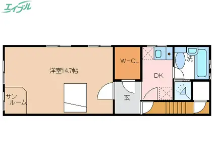 藤ヴァレイII(1DK/3階)の間取り写真