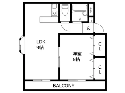 ロックバレー庄町(1LDK/3階)の間取り写真