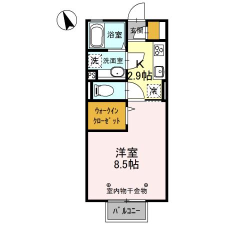 クワトロ ヤナギノ B(1K/1階)の間取り写真