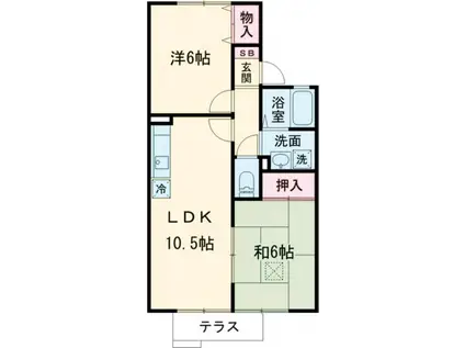 リブェールけやきI(2LDK/1階)の間取り写真