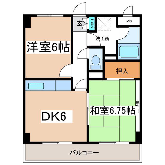 メゾン城西(2DK/2階)の間取り写真