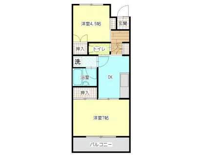 ハイツ森川3号館(2DK/2階)の間取り写真