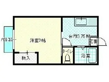 グリーンコーポラスD棟(1K/2階)の間取り写真