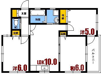 アイユービル(3LDK/2階)の間取り写真