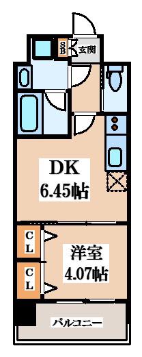 プレジオ布施EURO(1DK/12階)の間取り写真