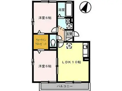 エントピアB棟(2LDK/2階)の間取り写真