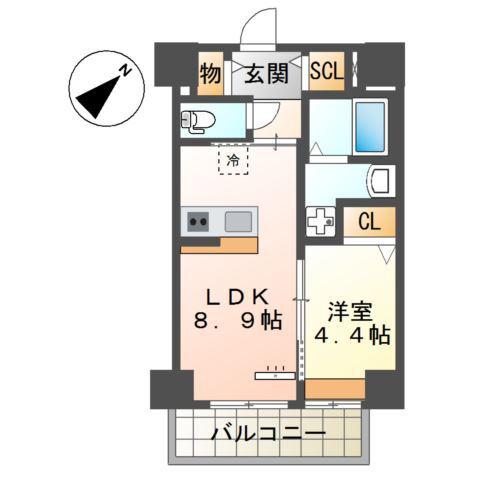 セラヴィ箱崎(1LDK/3階)の間取り写真