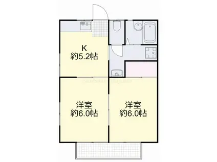 メゾン上道(2K/2階)の間取り写真