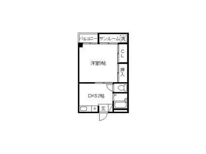 グランハイツ内免(1DK/3階)の間取り写真