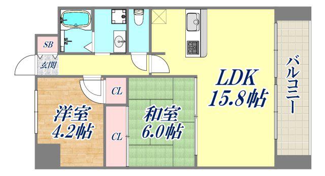 サンプラザ本山南(2LDK/2階)の間取り写真