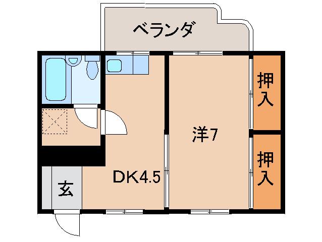 ネオハイツ次郎丸(1DK/4階)の間取り写真