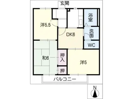 フォーレス西田B(3DK/2階)の間取り写真