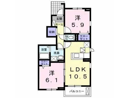 ル・グラン矢三 I(2LDK/1階)の間取り写真
