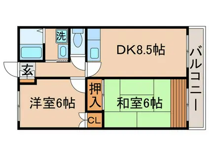 コーポふじよし(2DK/2階)の間取り写真