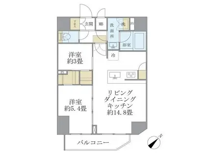 アジールコート町屋(2LDK/13階)の間取り写真