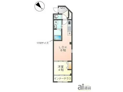 サウダージ(1LDK/1階)の間取り写真