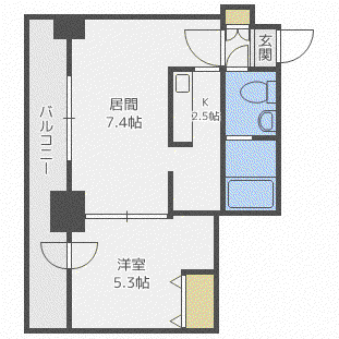 ビッグパレス南4条(1LDK/3階)の間取り写真