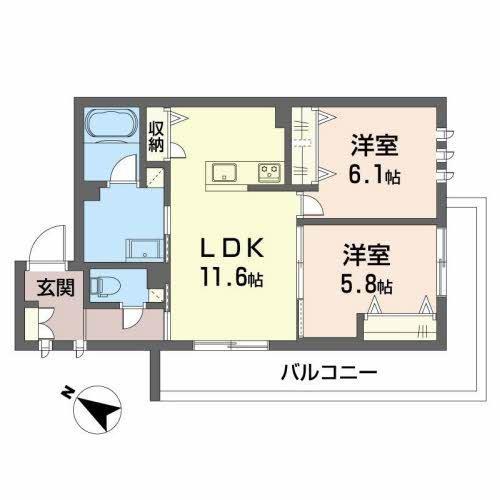 PLAISIR RAFFINE(2LDK/3階)の間取り写真