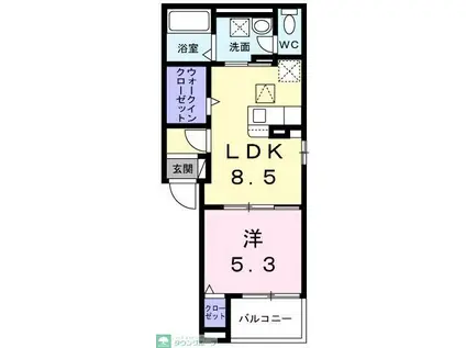 ヴィラ リヴァージュ(1LDK/2階)の間取り写真