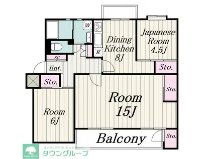 宮前平グリーンハイツ22号棟(3DK/4階)の間取り写真