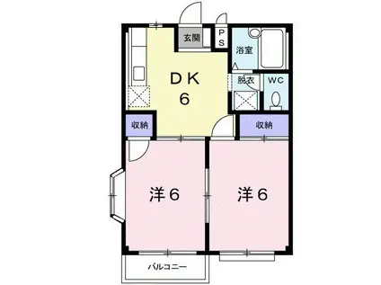 エルディム若竹II(2DK/1階)の間取り写真